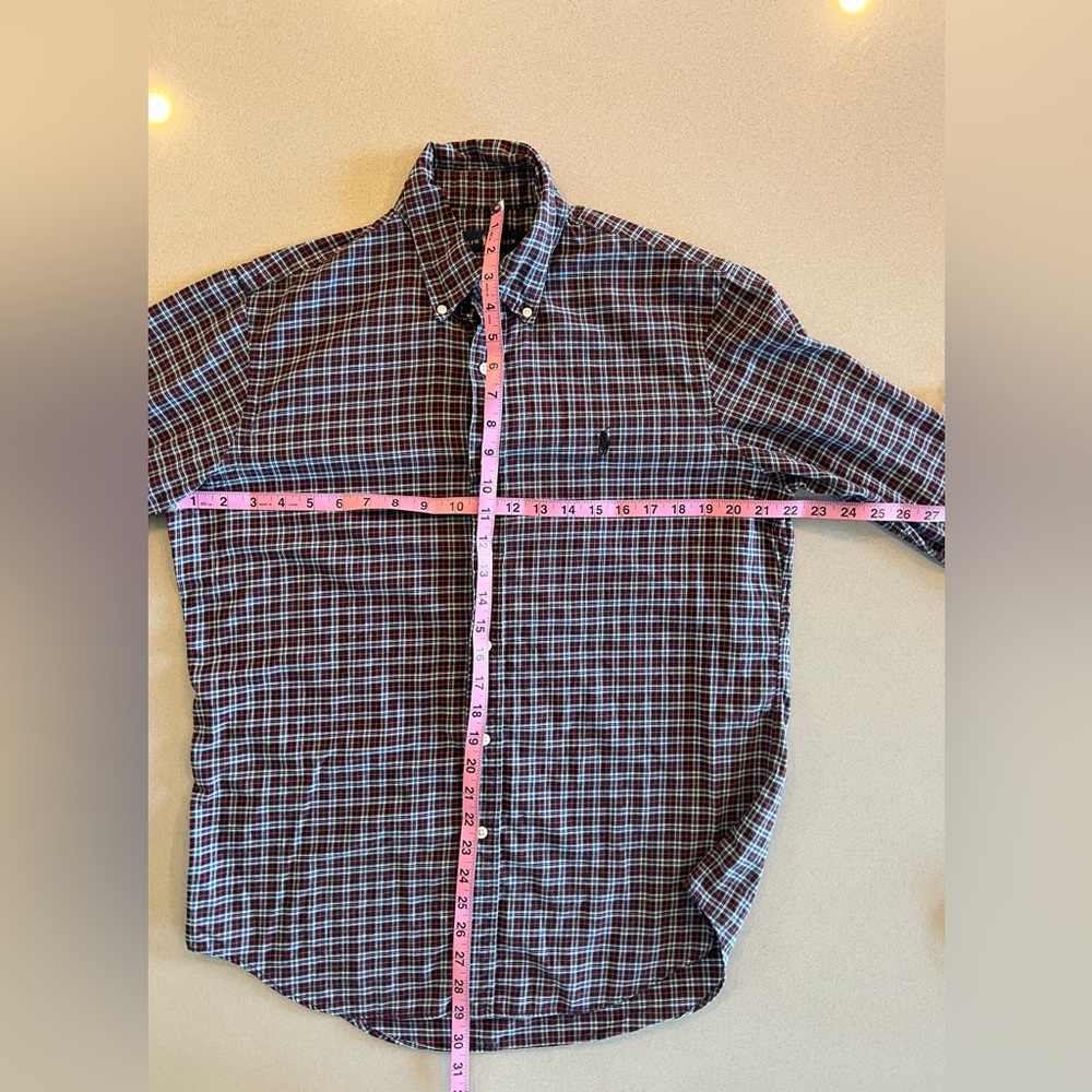 Ralph Lauren Red Blue Black Checkered 100% Cotton Shirt Black Pony Sz Medium - Picture 11 of 12
